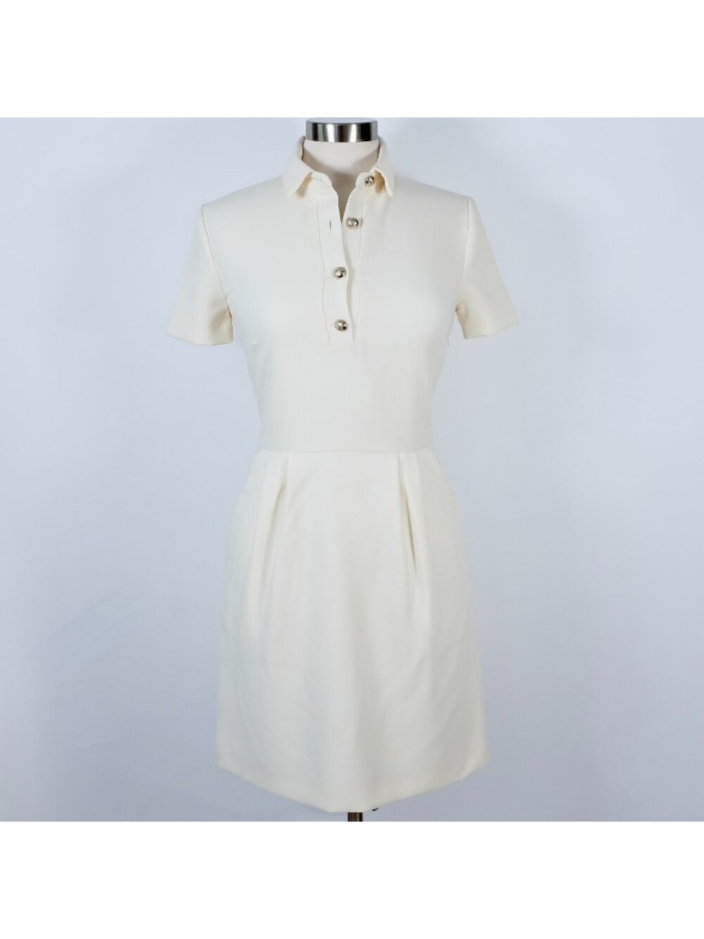 Ralph Lauren Collection dress sz 4 cream gold logo buttons pockets